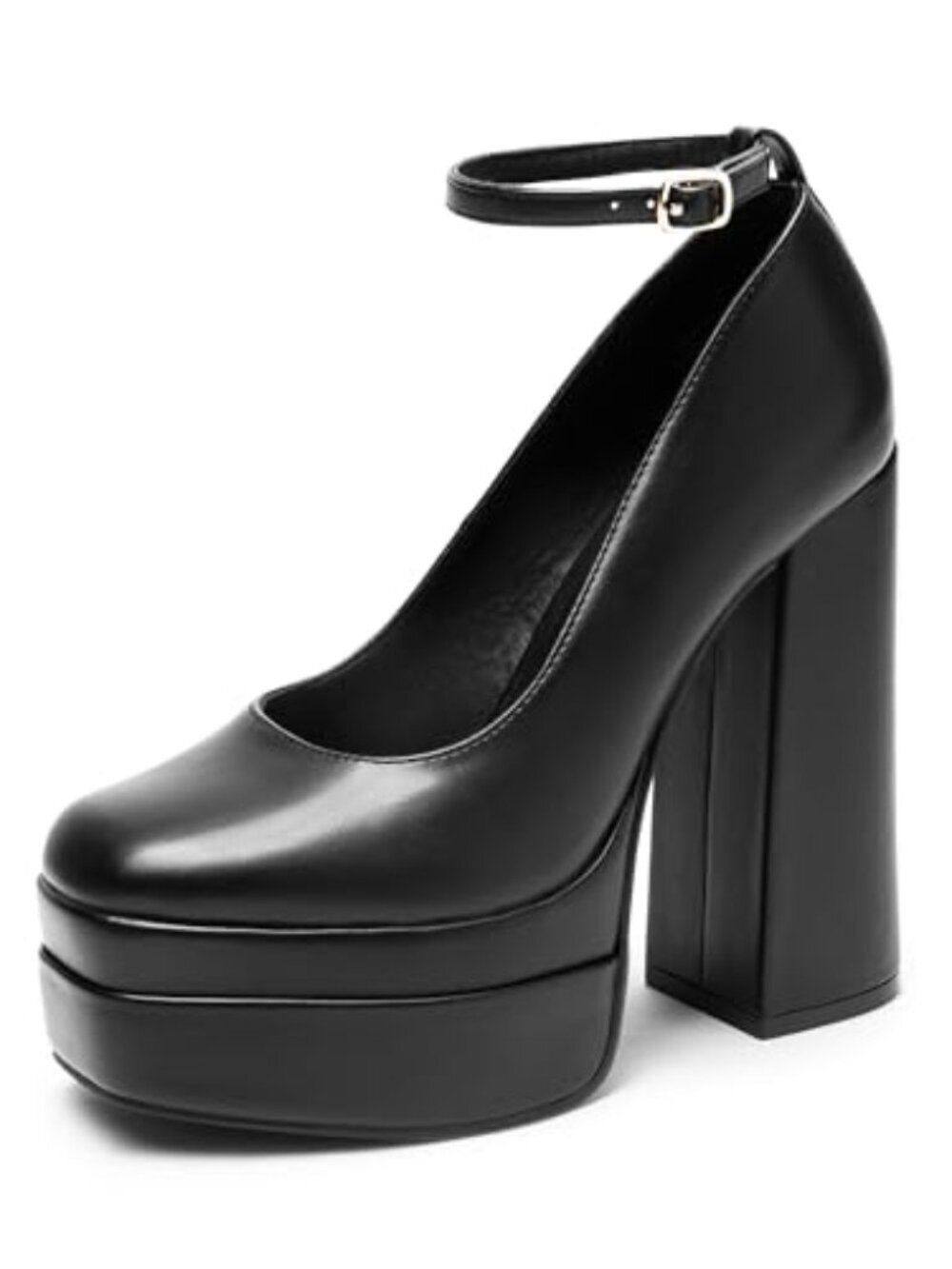🆕 Women's Platform High Heels Closed Toe Chunky Block Pumps Square Toe Ankle